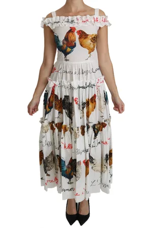 Dolce & Gabbana Midi-jurk met schede met hanenprint