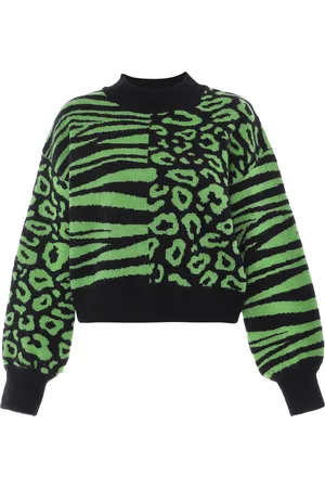 myMo Jumper Dames ZWART LIMEGROEN
