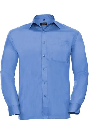 Russell Athletic Russell Collection Heren Poplin Easy-Care overhemd met lange mouwen (Bedrijfsblauw)
