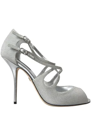 Dolce & Gabbana Glanzende Zilveren Sandalen Met Hoge Hakken