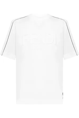 Fendi T-shirt met ronde hals en reliëflogo in