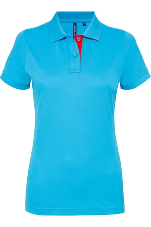 Asquith Dames/Dames Korte Mouwen Contrast Poloshirt (Turquoise/ )