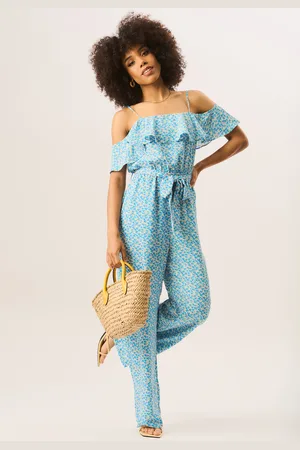 Gini London Ruches koude schouder jumpsuit