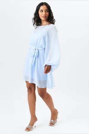 Gini London Mini-jurk van chiffonfolie met lange mouwen