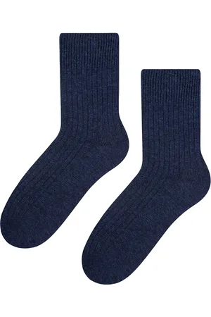 Steven Heren Wol Kousen 1 Paar - Warme Gebreide Ribbel Kousen voor de Winter - Marine