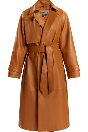 Dreimaster Leren trenchcoat Dames cognac