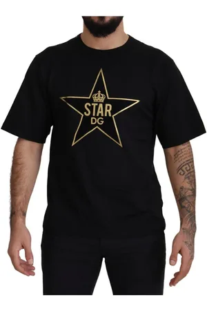 Dolce & Gabbana Gold Star Crown Katoenen T-shirt Met Ronde Hals