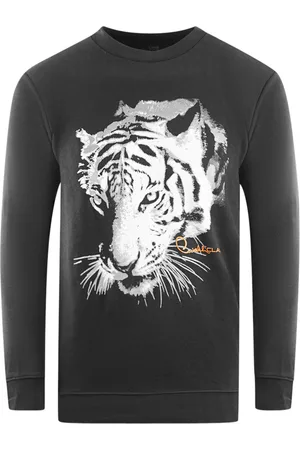 Roberto Cavalli Tiger Silhouette Logo Black Sweatshirt