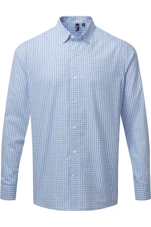 Premier Heren Maxton Check Shirt met lange mouwen (Lichtblauw/Wit)