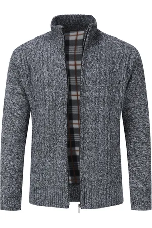 Allthemen Herenvest met ritssluiting Grof gebreid vest met opstaande kraag voor de winter
