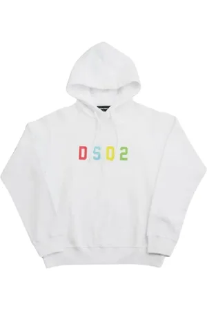 Dsquared2 Veelkleurige DSQ2-logo witte hoodie