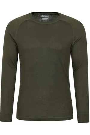 Mountain Warehouse Heren Talus Ronde Hals Thermo Top met Lange Mouwen ( Groen)