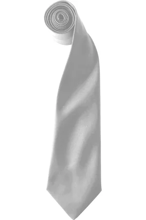 Premier Kleuren Heren Satin Clip Tie (Pakket van 2) (Zilvergrijs)