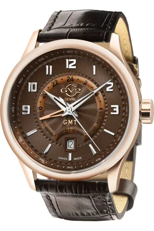 Gevril GV2 Heren Giromondo 42305 Zwitsers Quartz Leer Datumhorloge