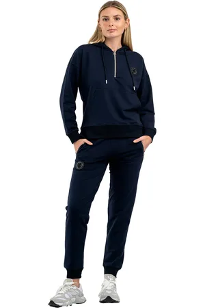 Tom Barron Dames Trainingspak met halve rits en kangoeroezak, stijlvol trainingspak met logodetails