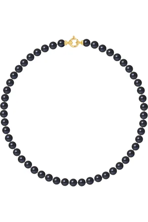 Diadema Rank ketting PRINCESS zoetwaterparels Round 6-7 mm Sluiting Black Luxury Yellow Gold