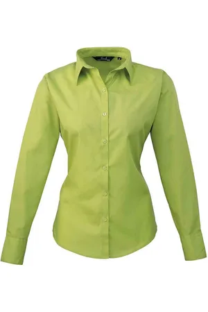 Premier Dames/Dames Shirt Met Lange Mouwen (Kalk)