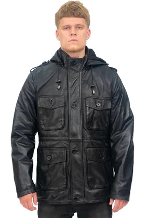 Infinity Heren lederen trenchcoat met capuchon-Medellin