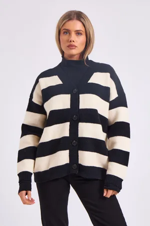 Gini London Gestreept oversized vest met knoopsluiting