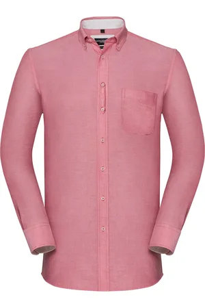 Russell Athletic Russell Collection Heren Oxford Getailleerd Overhemd met Lange Mouwen (Oxford /Crème)