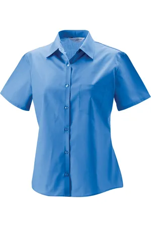 Russell Athletic Russell Collection Dames/Dames Poplin Easy-Care Formeel Overhemd met Korte Mouwen (Bedrijfsblauw)