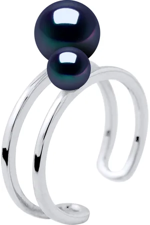 Diadema Ring DUO zoetwater parels 5 en 8 mm Black 925