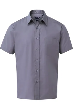 Premier Herenshirt met korte mouwen Popeline (Staal)