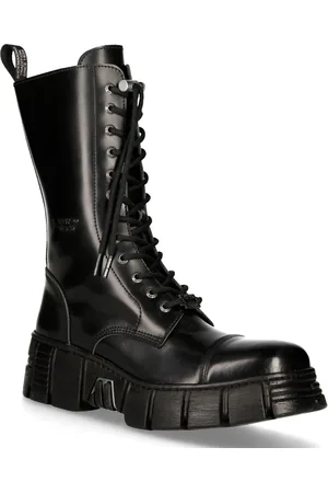 New Rock Leren halfhoge toren bikerlaarzen-M-WALL127N-C1