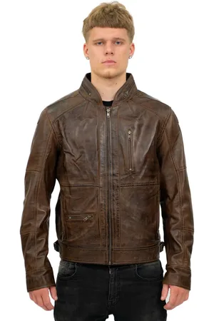 Infinity Heren retro biker leren jas-Sydney