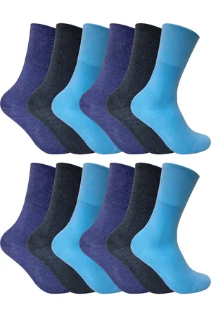 Sock Snob 12 stuks sokken zonder elastiek thermo diabetessokken voor dames - Lichtblauw