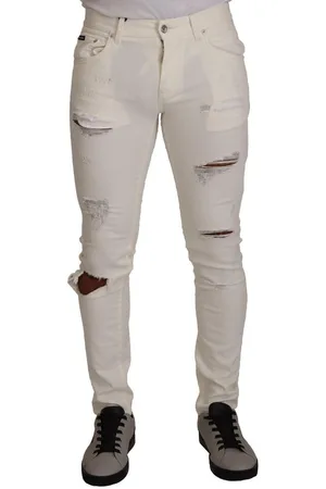 Dolce & Gabbana Gescheurde Skinny Katoenen Spijkerbroek