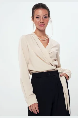 HERITA Wikkelblouse van Crêpe Stof