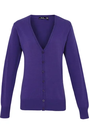 Premier Dames/dames knoop door V-hals gebreid vest met lange mouwen