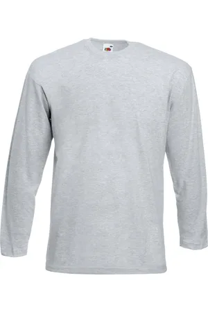 Fruit Of The Loom Heren Valuegewicht T-shirt met ronde hals en lange mouwen (Heather )