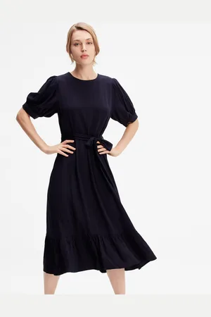 S.J. Viscose blouse-jurk met donzige zoom