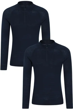 Mountain Warehouse Heren Merino Wol Base Layer Top (Set van 2) (Marine)