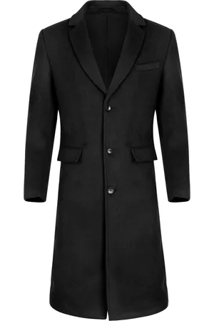 Allthemen Heren Knielange Winter Wollen Jas Slim Fit Turn-Down Kraag Zakelijke Jassen