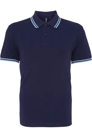 Asquith Heren Klassiek Fit getipt Poloshirt (Marine / Korenbloem)