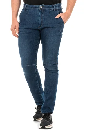 La Martina Lange recht gesneden denim herenbroek met zomen JMT010