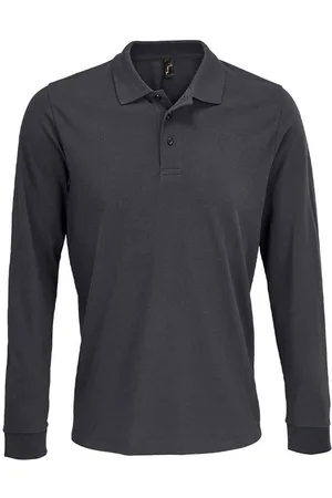 Sols Unisex Prime Pique Polo voor volwassenen met lange mouwen (Donkergrijs)