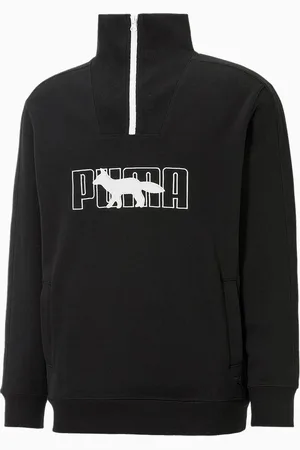 PUMA X Maison Kitsune Lange Mouw Heren Half Rits Zwart Sweatshirt 532322 01