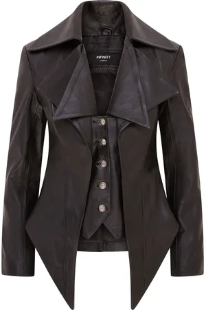 Infinity Dames Gothic Mid-Length Edwardian leren jas - Sandvika