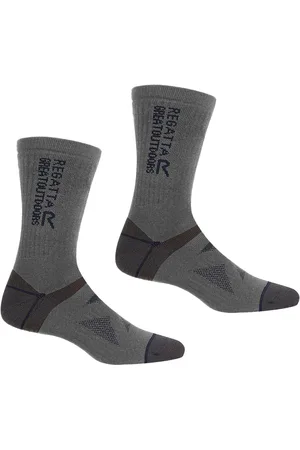Regatta Unisex Wollen Sokken voor Wandelschoenen Volwassenen (Pak van 2) (Bruingrijs/Navy)