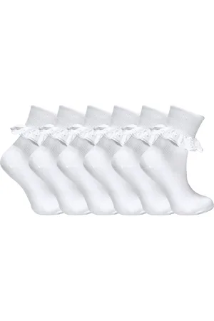 Sock Snob Set van 6 katoenen babysokken met stroken kant voor meisjes