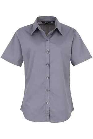Premier Dames/Dames Popeline Blouse met Korte Mouwen (Staal)
