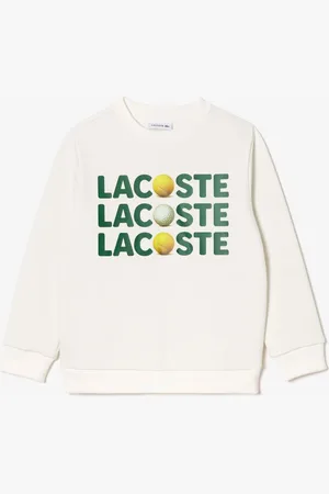Lacoste Juniors Fleece Sweatshirt met ronde hals en print in Off-White