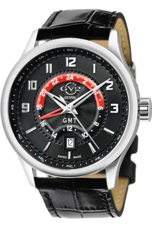 Gevril GV2 Heren Giromondo 42303 Zwitsers Quartz Leer Datumhorloge