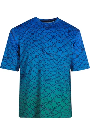 OFF-WHITE Gebroken wit all-over pauwblauw sport-T-shirt