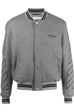 OFF-WHITE Diag Outline Grey Varsity Jacket