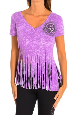 Zumba Fitness Dames sport T-shirt met korte mouwen en V-hals Z1T00401
